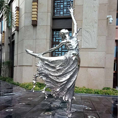 Esculturas de dança de aço inoxidável altas da menina de um bailado de 2 medidores para a fonte