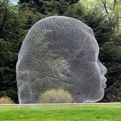 Escultura principal de aço inoxidável da estátua exterior da cara do fio de metal do jardim