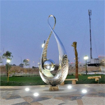Espelho abstrato do metal do jardim exterior o grande lustrou a escultura de aço inoxidável da estátua