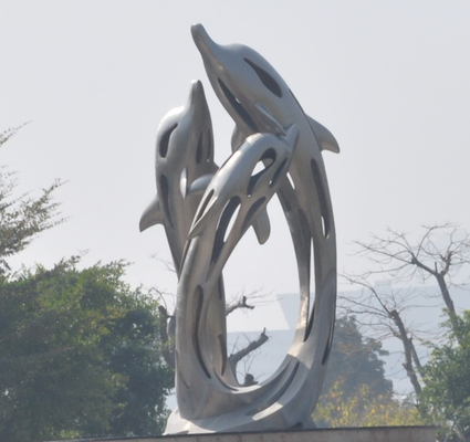 Limpar com jato de areia de aço inoxidável da escultura do jardim do grande espelho do sumário personalizado