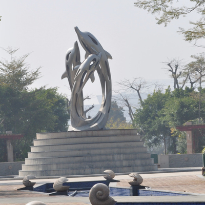 Limpar com jato de areia de aço inoxidável da escultura do jardim do grande espelho do sumário personalizado