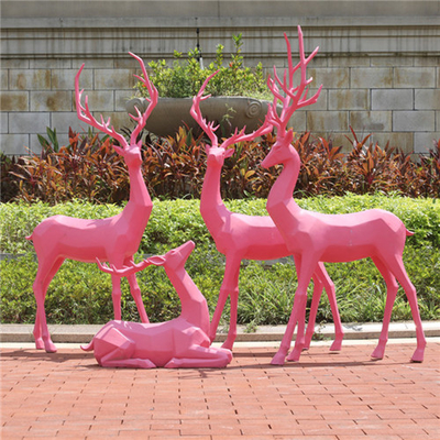 Vida geométrica feita sob encomenda da fibra de vidro - esculturas animais do jardim da estátua dos cervos do tamanho