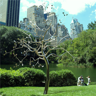 as esculturas de aço inoxidável da árvore 316L do metal de 3m jardinam polonês moderno do espelho