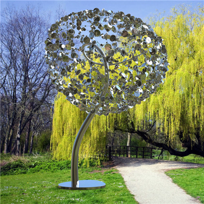 as esculturas de aço inoxidável da árvore 316L do metal de 3m jardinam polonês moderno do espelho