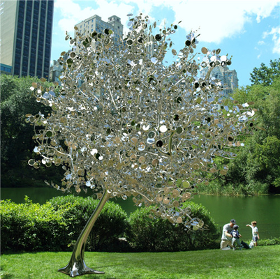 as esculturas de aço inoxidável da árvore 316L do metal de 3m jardinam polonês moderno do espelho