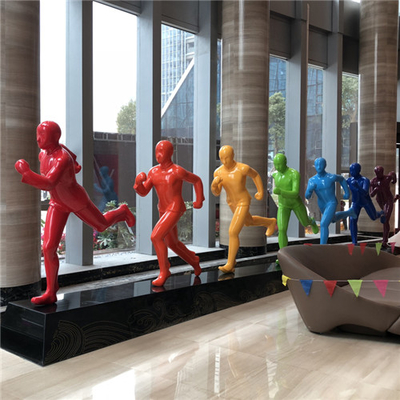 Colorido exterior de corrida das estátuas da fibra de vidro do homem personalizado para a entrada