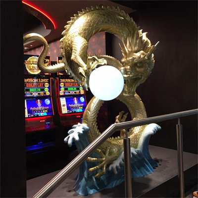 Estátuas feitas sob encomenda Lucky Chinese Dragon Sculptures da fibra de vidro da decoração interna