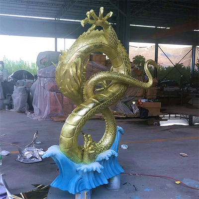 Estátuas feitas sob encomenda Lucky Chinese Dragon Sculptures da fibra de vidro da decoração interna