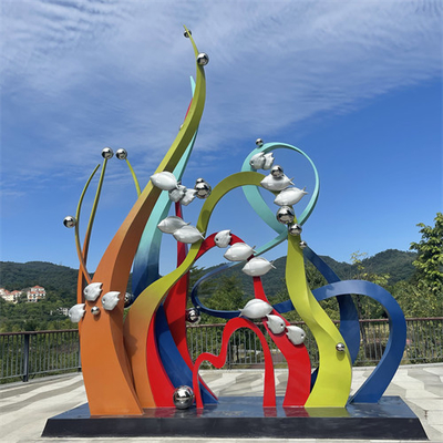 Escultura animal de aço inoxidável lustrada do grande jardim exterior da escultura dos peixes