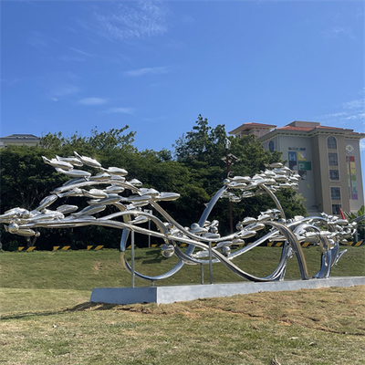 Decoração moderna do jardim de Art Fish Sculptures Polished For do metal do espelho