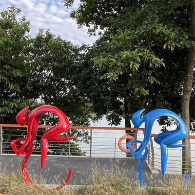 Bicicleta do passeio que pinta esculturas exteriores Art Metal Colorful do jardim