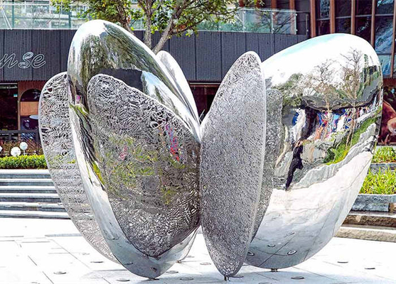 O espelho galvanizou esculturas exteriores do jardim abstrai de aço inoxidável personalizado