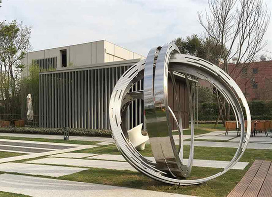 Grande Ring Metal Contemporary Outdoor Sculpture de aço inoxidável para o jardim