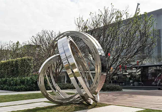 Grande Ring Metal Contemporary Outdoor Sculpture de aço inoxidável para o jardim