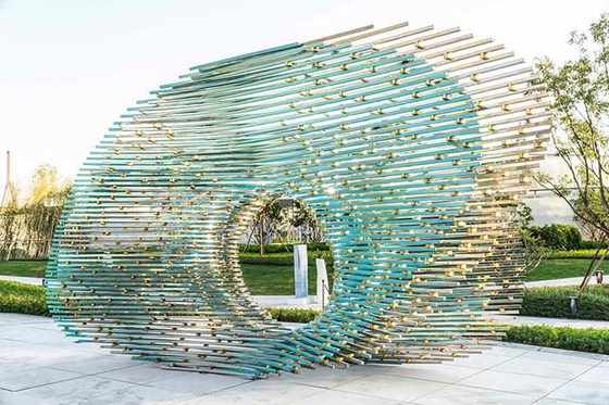 Moderno de Ring Stainless Steel Sculptures Abstract do metal personalizado para o jardim