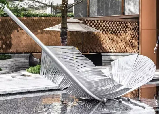 Metal 3D Art Sculpture de aço inoxidável das esculturas exteriores feitos a mão da associação da pena