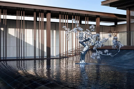 Tamanho personalizado da escultura da árvore da paisagem 316L metal exterior de aço inoxidável