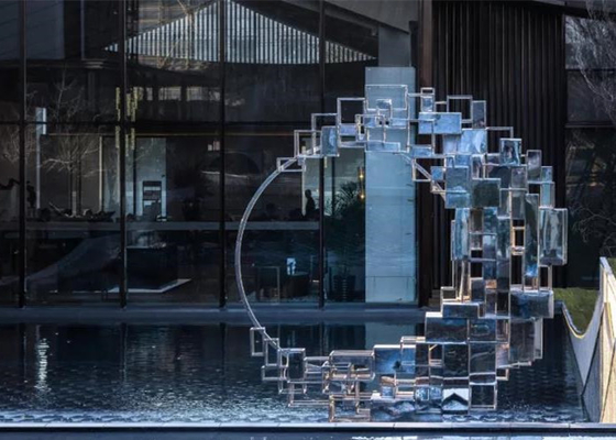 Feito a mão de aço inoxidável contemporâneo da escultura abstrata da paisagem do jardim
