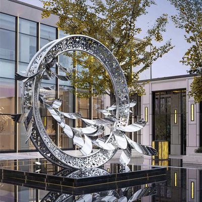 Estátuas ocas decorativas do jardim de Art Sculpture Mirror Stainless Steel do círculo