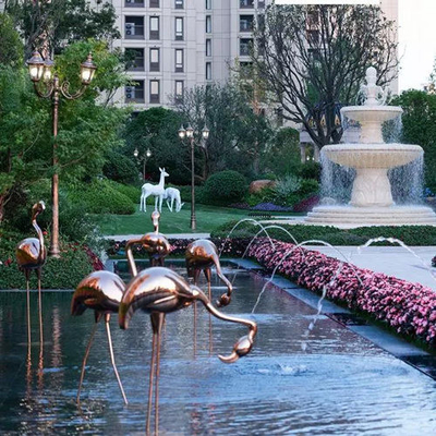 Projeto personalizado de bronze da paisagem do flamingo de aço inoxidável da escultura