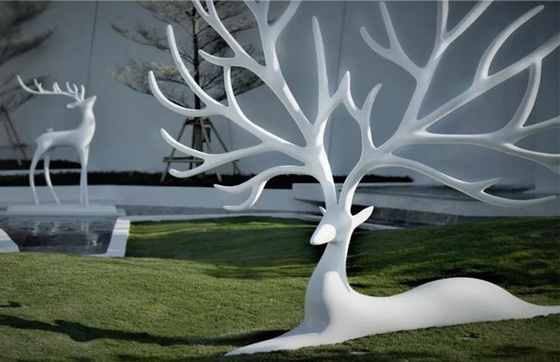 Cervos de aço inoxidável da estátua animal exterior dos ornamento do jardim 100cm pintado