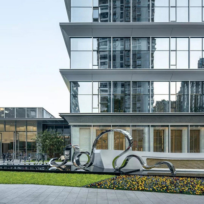Esculturas de construção Art Polished moderno exterior do metal do sumário da entrada