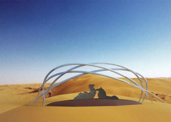 Arte exterior de aço inoxidável decorativa da estátua do camelo do metal do deserto