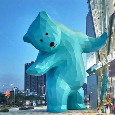 Grande metal exterior animal geométrico das estátuas do urso pintado para o jardim