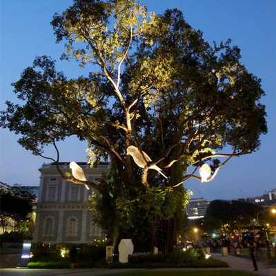 Da fibra de vidro exterior da escultura do pássaro do metal do parque aço luminoso decorativo para árvores