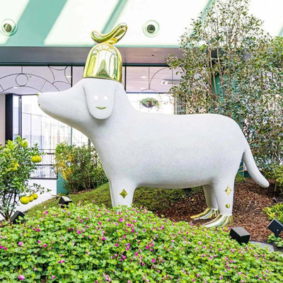 Escultura animal personalizada da fibra de vidro do cão dos desenhos animados das esculturas da decoração da casa