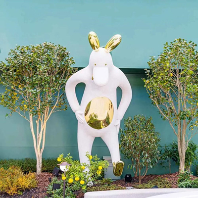 Das esculturas animais brancas 135cm do jardim do coelho dos desenhos animados altura interna