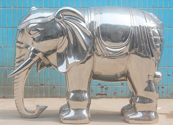 Estátua de lustro Art Sculpture animal público de aço inoxidável da decoração do elefante do espelho