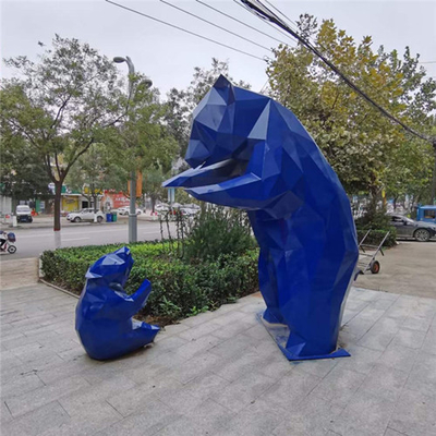 Moderno animal da fibra de vidro das esculturas 316L do jardim exterior do urso pintado