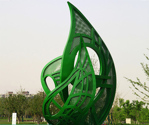 escultura verde alta da folha do jardim de 5m metal exterior da grande para a paisagem