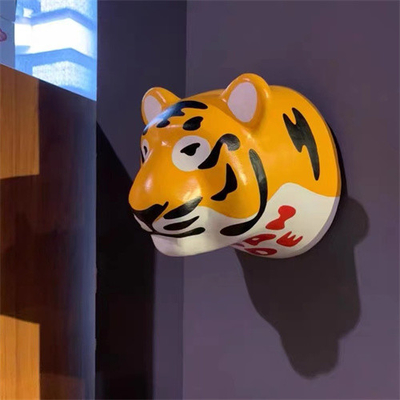 Suspensão da fibra de vidro de Tiger Head Wall Decor Sculptures dos desenhos animados