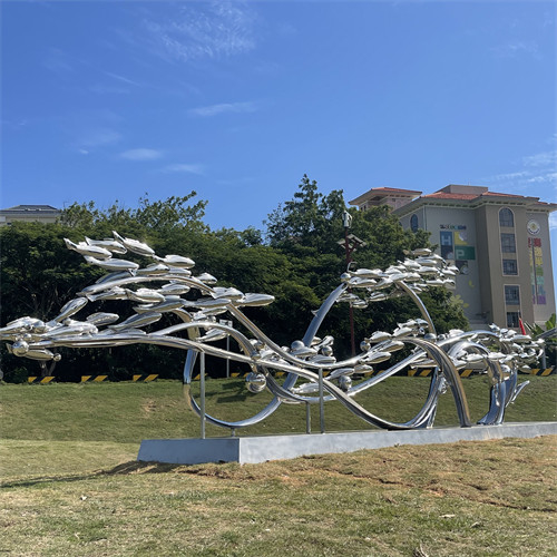 Decoração moderna do jardim de Art Fish Sculptures Polished For do metal do espelho