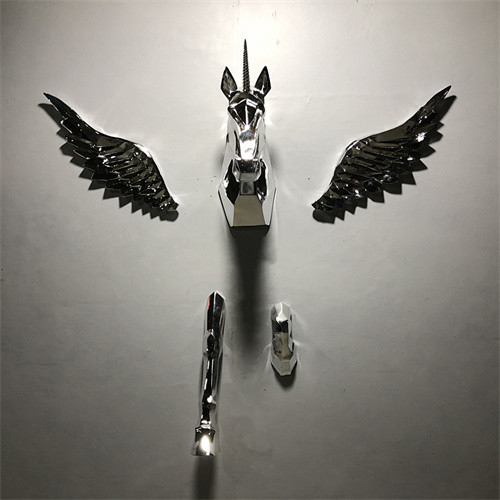Estátua decorativa do cavalo de Unicorn Wall Sculpture Hanging Pegasus para o fundo