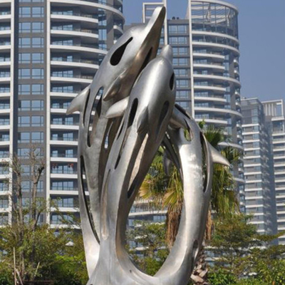 Limpar com jato de areia de aço inoxidável da escultura do jardim do grande espelho do sumário personalizado